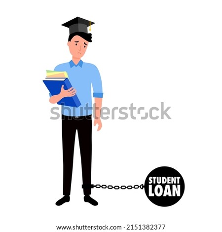 Student loan burden concept vector illustration on white background. Education debt.