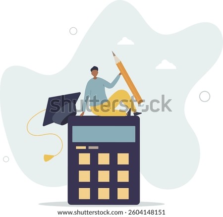 Student loan calculation, education budget allocation, university expense and debt pay off or scholarship payment concept.flat character life .
