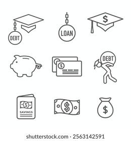 Student Loan Debt Forgiveness Icon Set