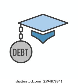 Student Loan Debt Forgiveness Icon with Debt Burden Images
