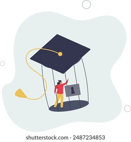 Student loan debt, money trap that graduated have to payback huge amount of money, expensive cost for education concept.flat design.illustration with people.