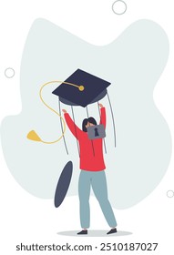 Student loan debt, money trap that graduated have to payback huge amount of money, expensive cost for education concept.flat design with people.