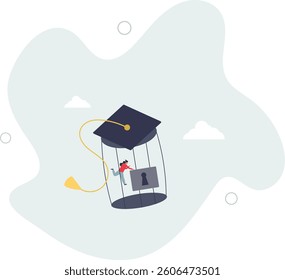 Student loan debt, money trap that graduated have to payback huge amount of money, expensive cost for education concept.flat character life .