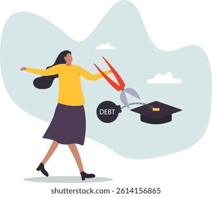 Student loan debt pay off or forgiveness program, cut education expense or reduce fee.character for design.