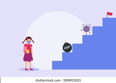 Student loan during pandemic 2D flat vector concept for banner, website, illustration, landing page, flyer, etc