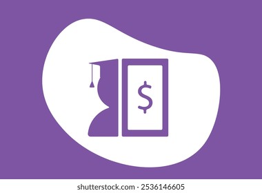 Ilustração de financiamento de dinheiro de auxílio financeiro para empréstimo estudantil