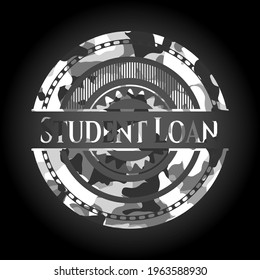 Student Loan grey camouflage emblem. Vector Illustration. 