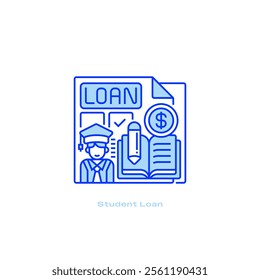 Student Loan Line Icon. linear style sign for mobile concept and web design. Outline vector icon.