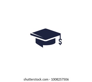 Logo-Vorlage für Studiendarlehen. Bachelor-Mütze und Dollar-Symbol Vektordesign. Illustration von Bildungskrediten