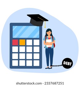 Student loan payment concept vector illustration. Education debt.