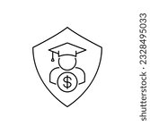 Student loan protection. Academic scholarship line icon isolated on white background. Vector illustration