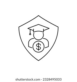 Student loan protection. Academic scholarship line icon isolated on white background. Vector illustration