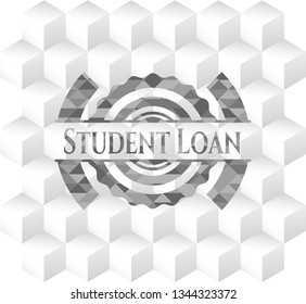 Student Loan realistic grey emblem with cube white background