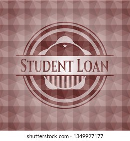 Student Loan red seamless badge with geometric background.