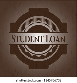 Student Loan retro style wooden emblem