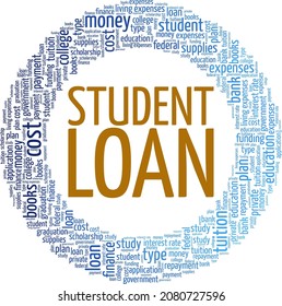 Student Loan vector illustration word cloud isolated on white background.