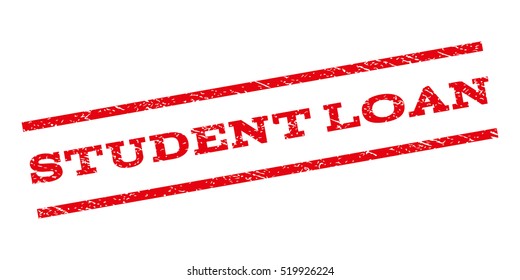 Student Loan watermark stamp. Text tag between parallel lines with grunge design style. Rubber seal stamp with dirty texture. Vector red color ink imprint on a white background.