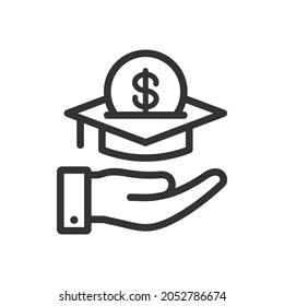 Student loans. Academic scholarship icon concept isolated on white background. Vector illustration