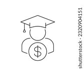 Student loans. Academic scholarship line icon isolated on white background. Vector illustration