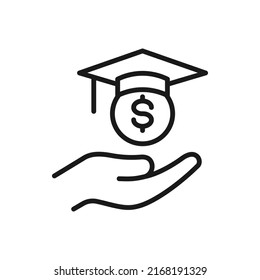 Student loans. Academic scholarship line icon isolated on white background. Vector illustration