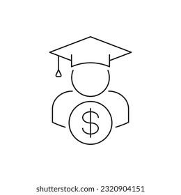 Student loans. Academic scholarship line icon isolated on white background. Vector illustration