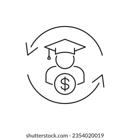 Studiendarlehen. Symbol für akademische Stipendien einzeln auf weißem Hintergrund. Vektorgrafik