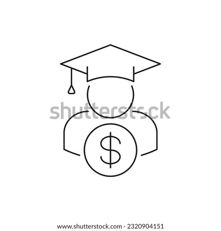 Student loans. Academic scholarship line icon isolated on white background. Vector illustration