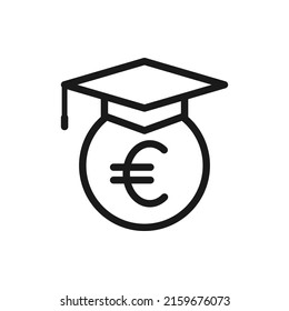 Student loans in euro. Academic scholarship icon concept isolated on white background. Vector illustration