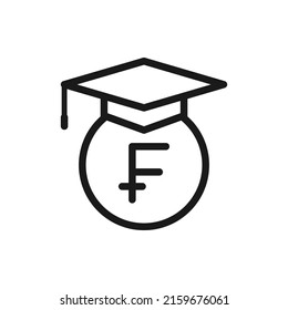 Student loans in franc. Academic scholarship icon concept isolated on white background. Vector illustration
