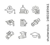 Student Loans Icon Set with Academic Scholarships and Debt Imagery