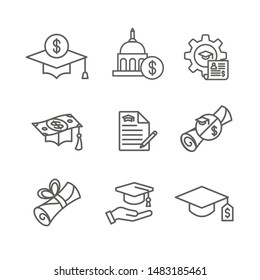 Student Loans Icon Set With Academic Scholarships And Debt Imagery