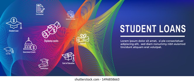 Student Loans Icon Set and Web Header Banner