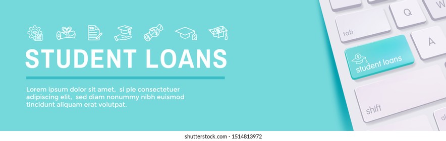 Student Loans Icon Set and Web Header Banner