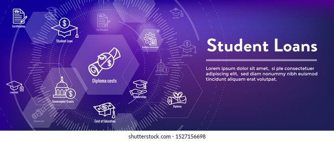 Student Loans Icon Set and Web Header Banner