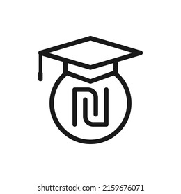 Student loans in shekel. Academic scholarship icon concept isolated on white background. Vector illustration