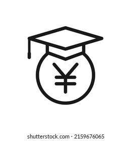 Student loans in yen. Academic scholarship icon concept isolated on white background. Vector illustration