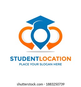 Plantilla de logotipo vectorial de ubicación del estudiante. Este diseño utiliza el símbolo pin o gps.