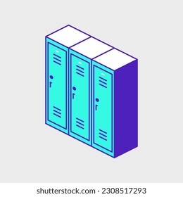 student lockers isometric vector illustration