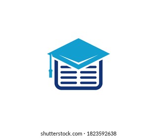 Student logo book graduation vector icon 