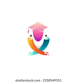 Student logo template, student and pencil design education, 3d