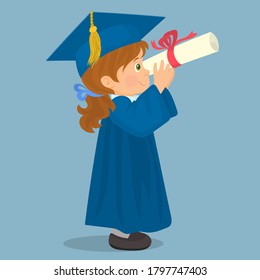 A student looks through her degree