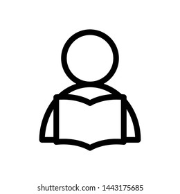 Student male female , icon vector template illustration , business education emblem isolated, outline solid black background white
