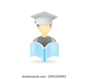 Student male learning book of flat style