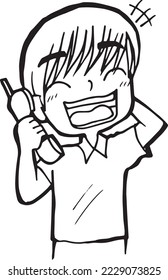 student male telephone cartoon doodle kawaii anime coloring page cute illustration drawing clip art character chibi manga comics