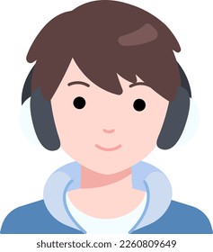 Student man boy avatar User person people Headphone hoodie Flat Style