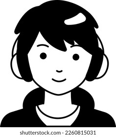 Alumno varón avatar persona usuario persona de audífono estilo semisólido transparente