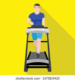 Student man treadmill icon. Flat illustration of student man treadmill vector icon for web design