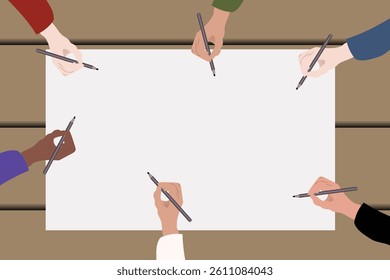 Student manages in-class group activities, diversity of education writing, and Collaboration concept, vector illustration design background