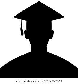 student in mantle, vector illustration,  black silhouette front view