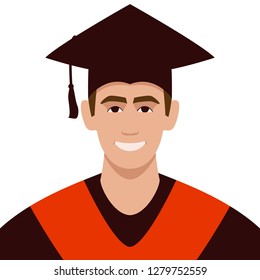 student in mantle, vector illustration, flat style, front view